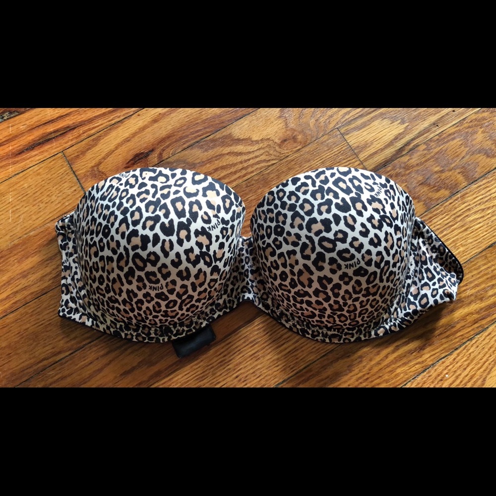 Victoria’s Secret Pink Leopard strapless bra 36C